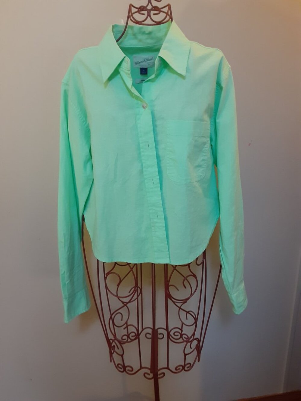 Universal Thread Co lime green cropped fit Long sleeved collared shirt XS - Picture 2 of 15